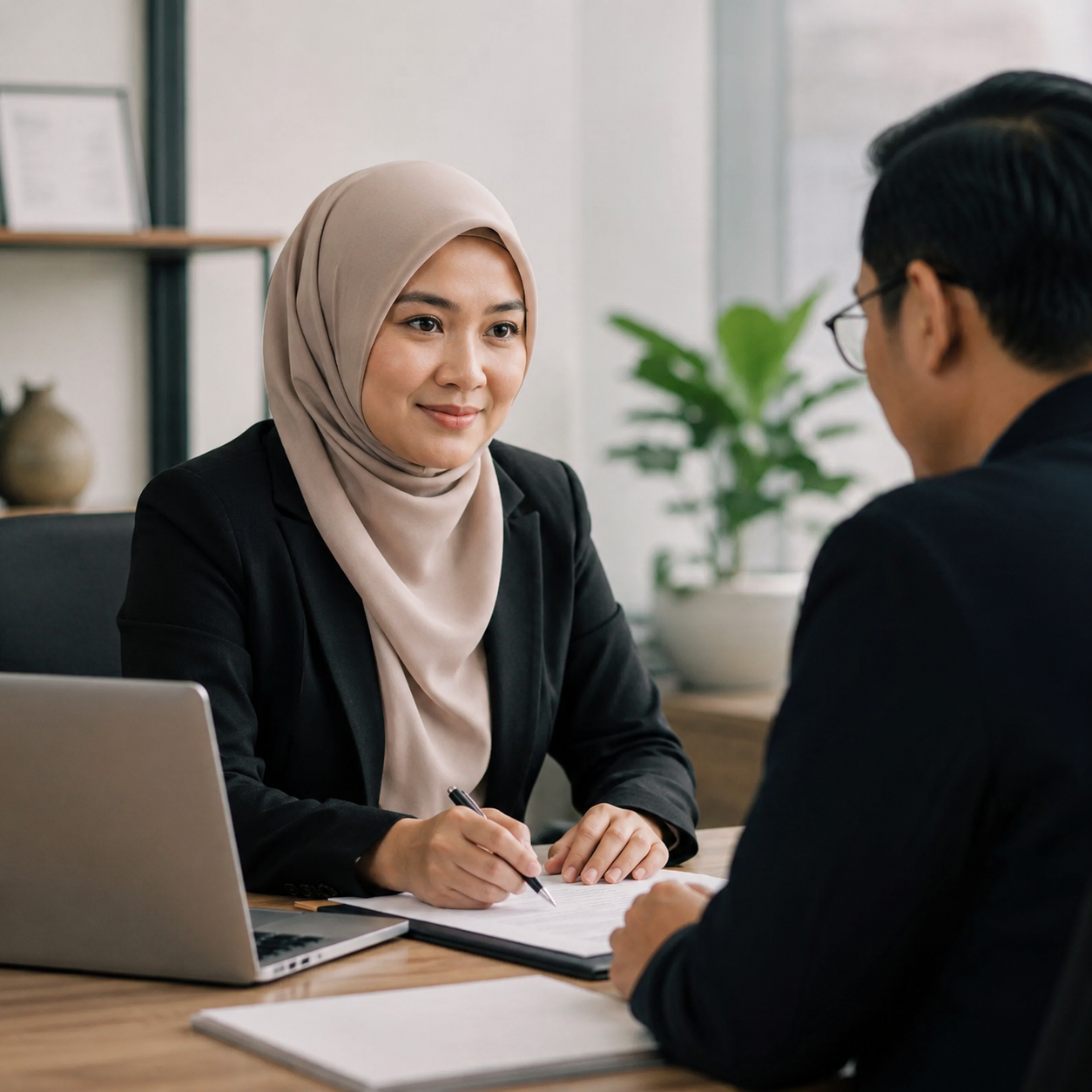 Perancang harta membantu melengkapkan dokumen